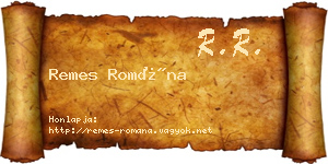 Remes Romána névjegykártya